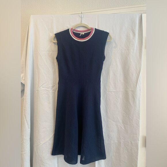 & Other Stories Dresses & Skirts - & Other Stories Navy Sleeveless Textured Dress with Striped Collar